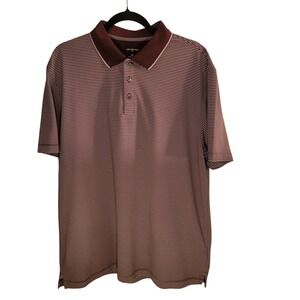 Van Heusen Air Polo Shirt Mens XL Purple Burgundy Micro Stripe Classic Fit